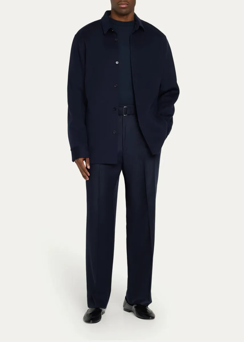 OFFICINE GÉNÉRALE Men's Self-Belt Relaxed Pleated Trousers | Thumbnail 2 OFFICINE GÉNÉRALE Men's Self-Belt Relaxed Pleated Trousers | Thumbnail 2