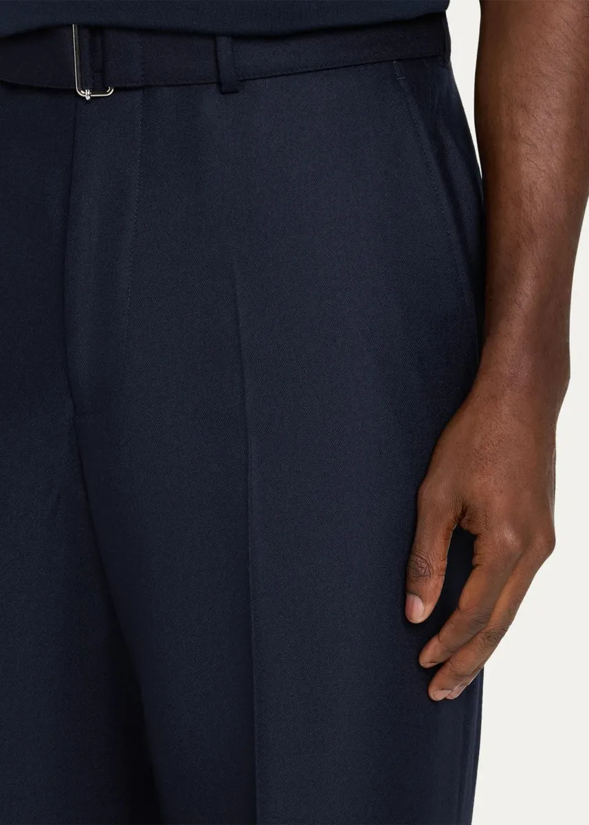 OFFICINE GÉNÉRALE Men's Self-Belt Relaxed Pleated Trousers | Thumbnail 5 OFFICINE GÉNÉRALE Men's Self-Belt Relaxed Pleated Trousers | Thumbnail 5