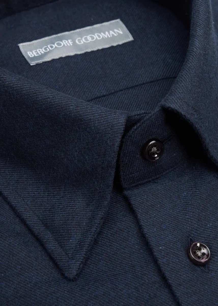 Bergdorf Goodman Men's Brushed Twill Solid Dress Shirt | Thumbnail 2 Bergdorf Goodman Men's Brushed Twill Solid Dress Shirt | Thumbnail 2