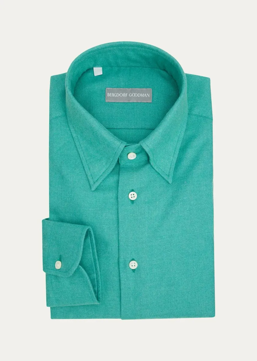 Bergdorf Goodman Men's Brushed Twill Solid Dress Shirt | Thumbnail 3 Bergdorf Goodman Men's Brushed Twill Solid Dress Shirt | Thumbnail 3