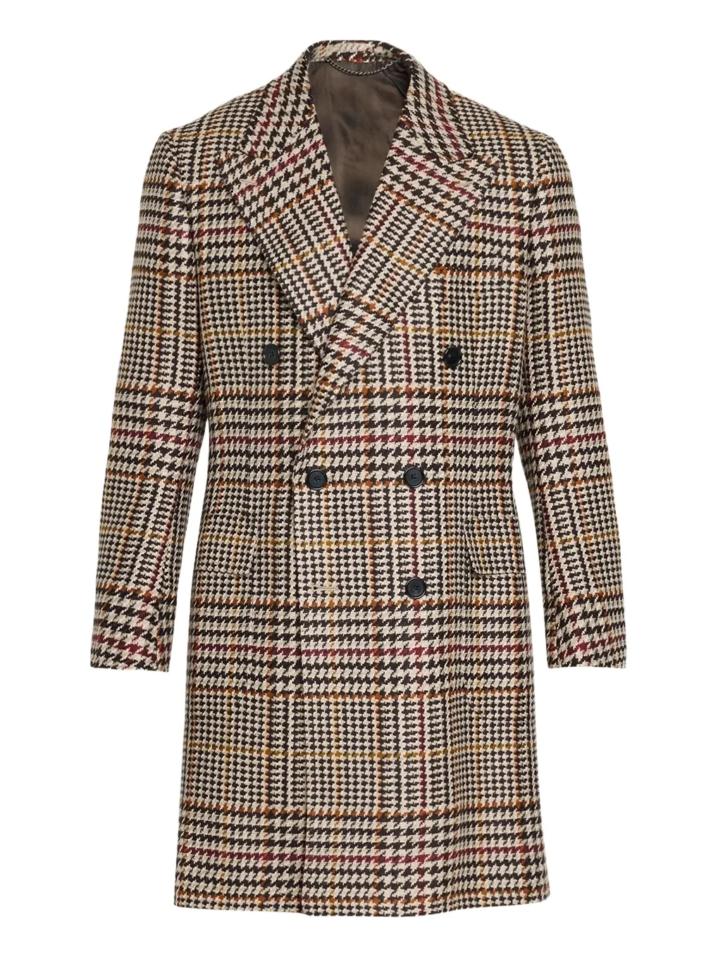 Cesare Attolini Men's Double-Breasted Houndstooth Wool-Cashmere Overcoat