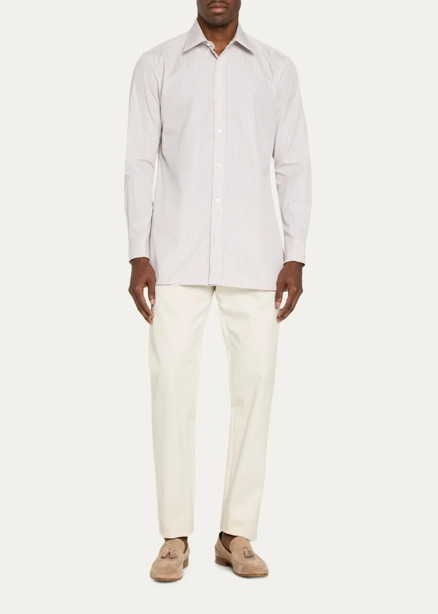 Charvet Men's Fine-Stripe Cotton Dress Shirt | Thumbnail 2 Charvet Men's Fine-Stripe Cotton Dress Shirt | Thumbnail 2