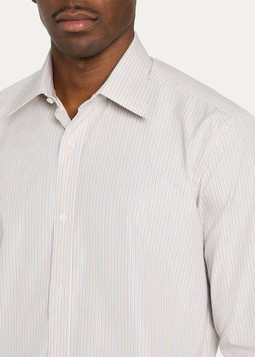Charvet Men's Fine-Stripe Cotton Dress Shirt | Thumbnail 5 Charvet Men's Fine-Stripe Cotton Dress Shirt | Thumbnail 5
