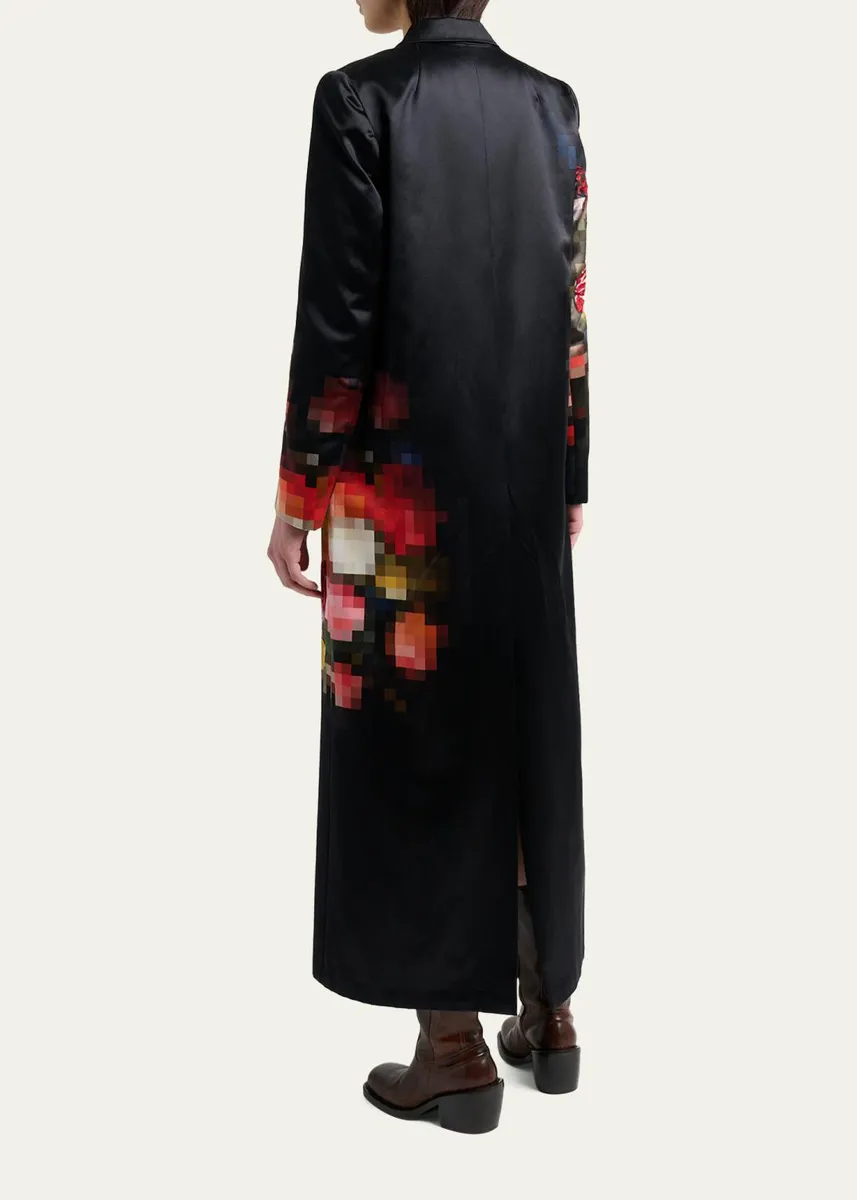 Dries Van Noten Printed Satin Single-Breasted Longline Coat | Thumbnail 3