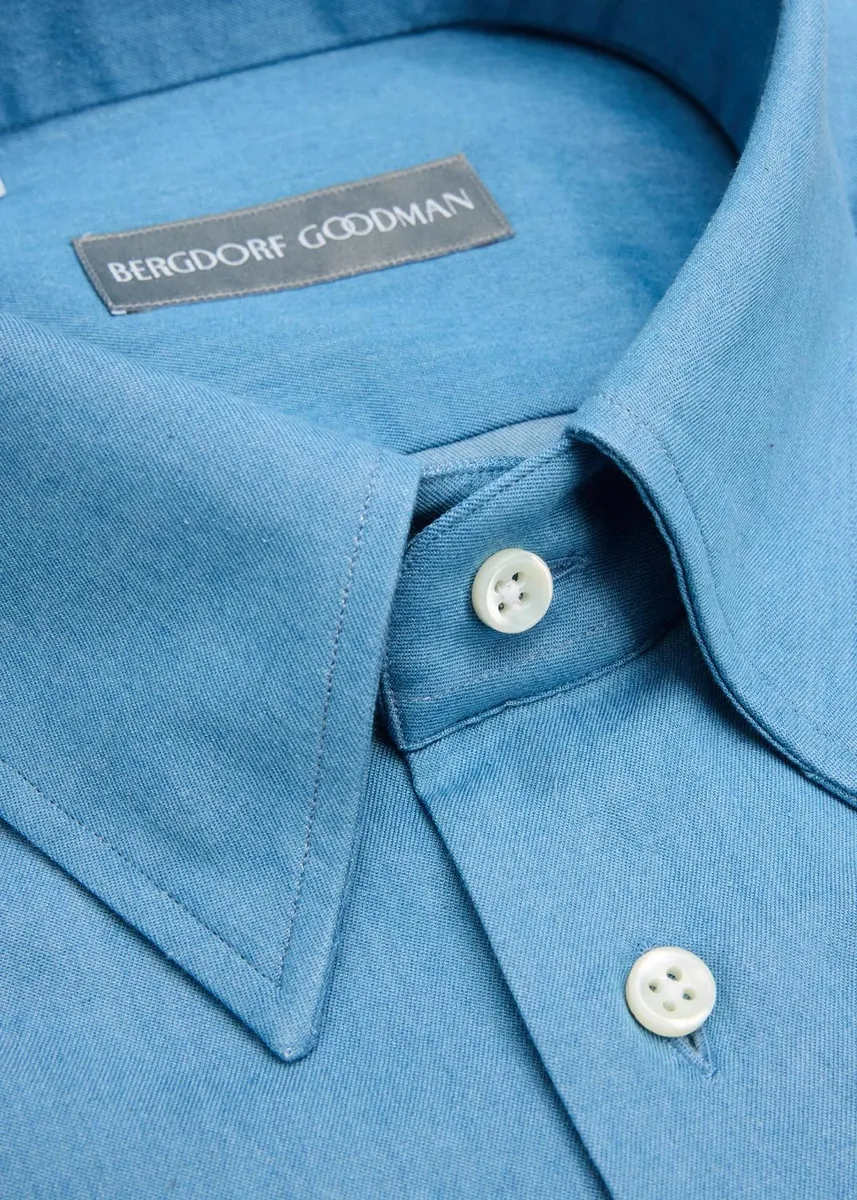 Bergdorf Goodman Men's Solid Cotton Twill Dress Shirt | Thumbnail 2 Bergdorf Goodman Men's Solid Cotton Twill Dress Shirt | Thumbnail 2