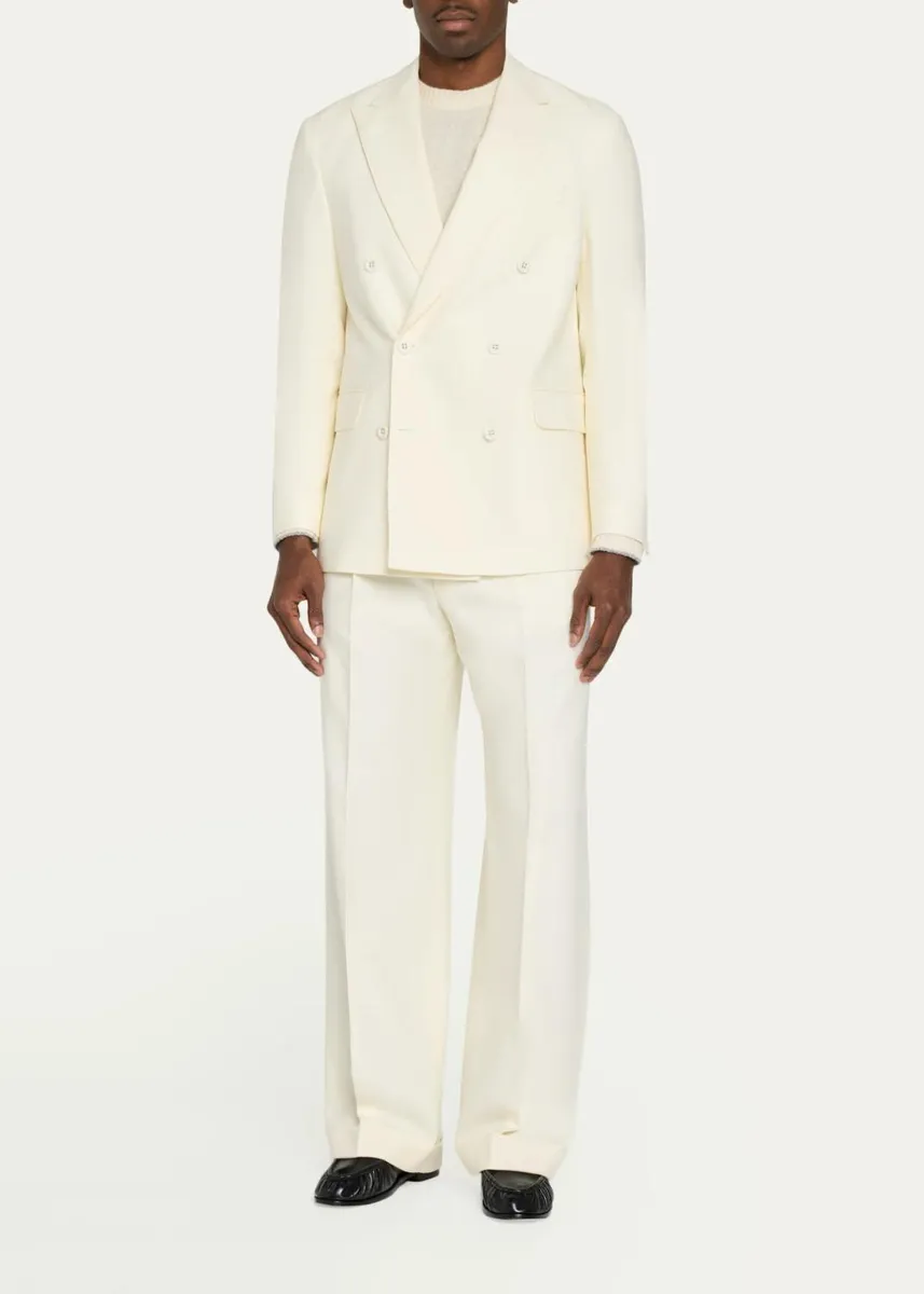 OFFICINE GÉNÉRALE Men's Pleated Straight-Leg Trousers with Self-Belt | Thumbnail 2 OFFICINE GÉNÉRALE Men's Pleated Straight-Leg Trousers with Self-Belt | Thumbnail 2
