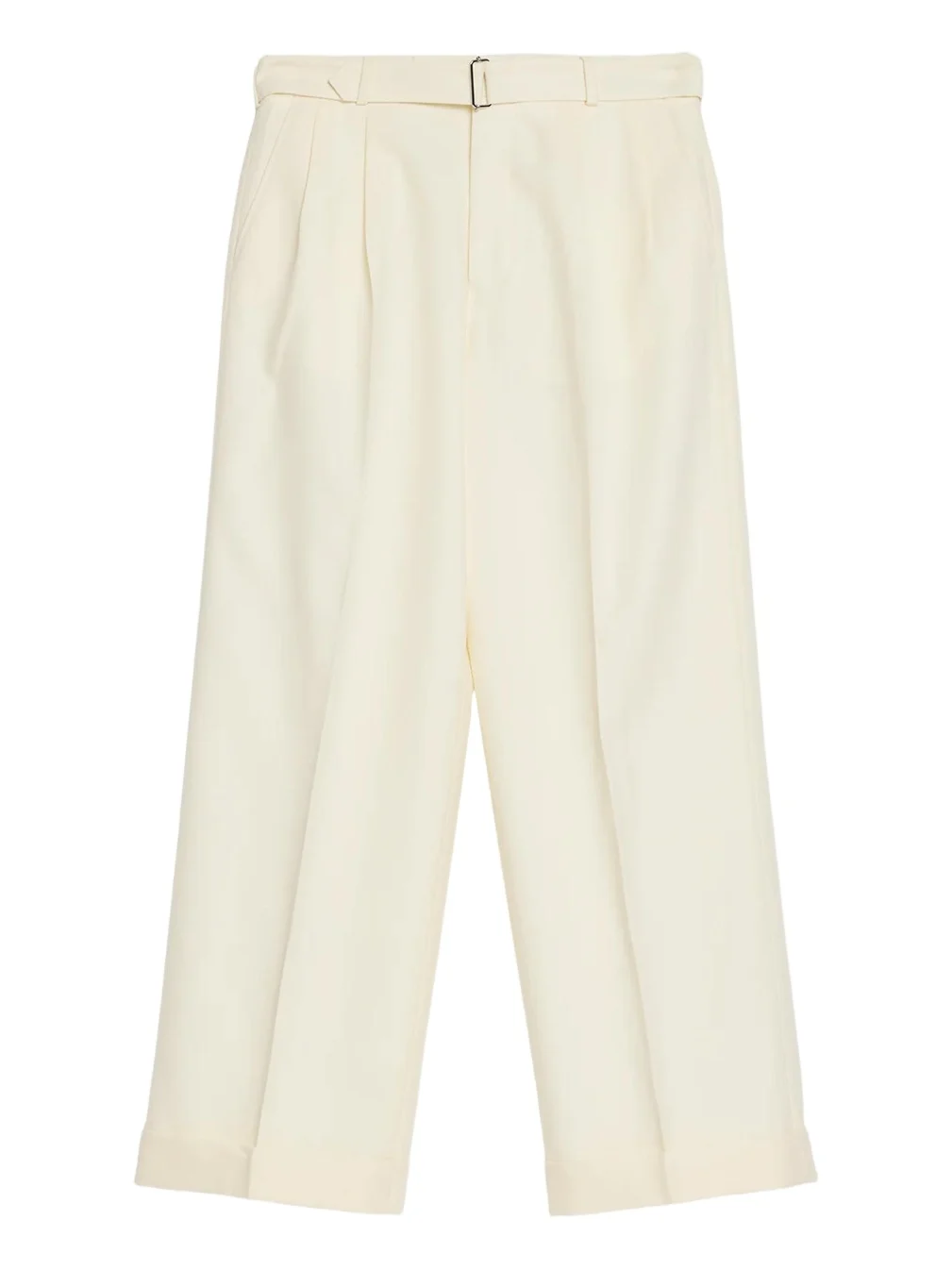 OFFICINE GÉNÉRALE Men's Pleated Straight-Leg Trousers with Self-Belt