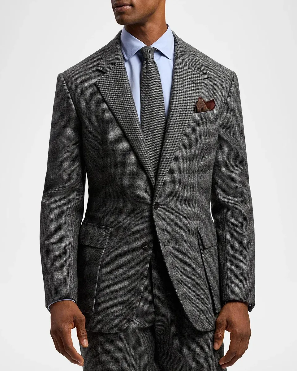 Ralph Lauren Purple Label Men's Glenn Hand-Tailored Tick-Weave Jacket | Thumbnail 4 Ralph Lauren Purple Label Men's Glenn Hand-Tailored Tick-Weave Jacket | Thumbnail 4