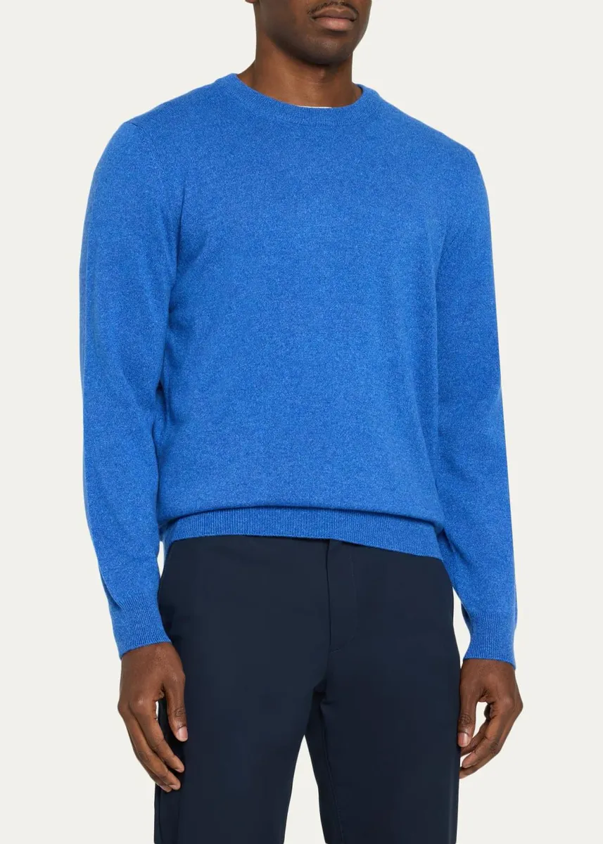 Cesare Attolini Men's Crewneck Melange Knit Crewneck Sweater | Thumbnail 4 Cesare Attolini Men's Crewneck Melange Knit Crewneck Sweater | Thumbnail 4