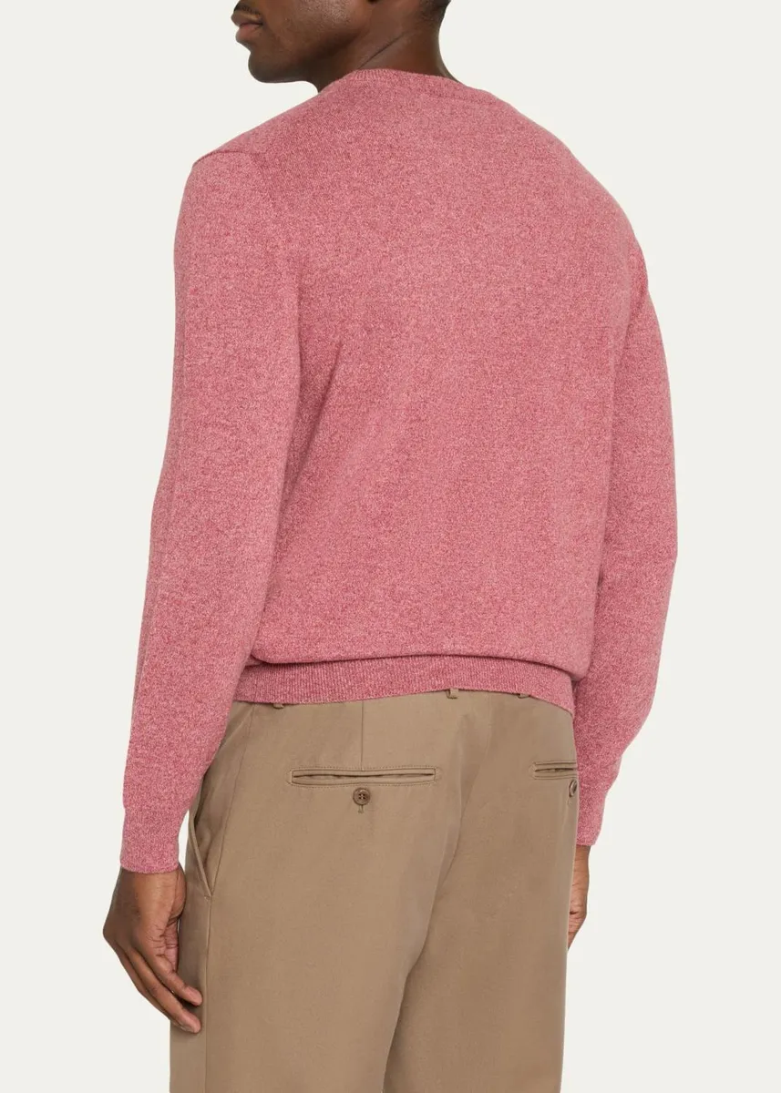 Cesare Attolini Men's Crewneck Melange Knit Crewneck Sweater | Thumbnail 3 Cesare Attolini Men's Crewneck Melange Knit Crewneck Sweater | Thumbnail 3