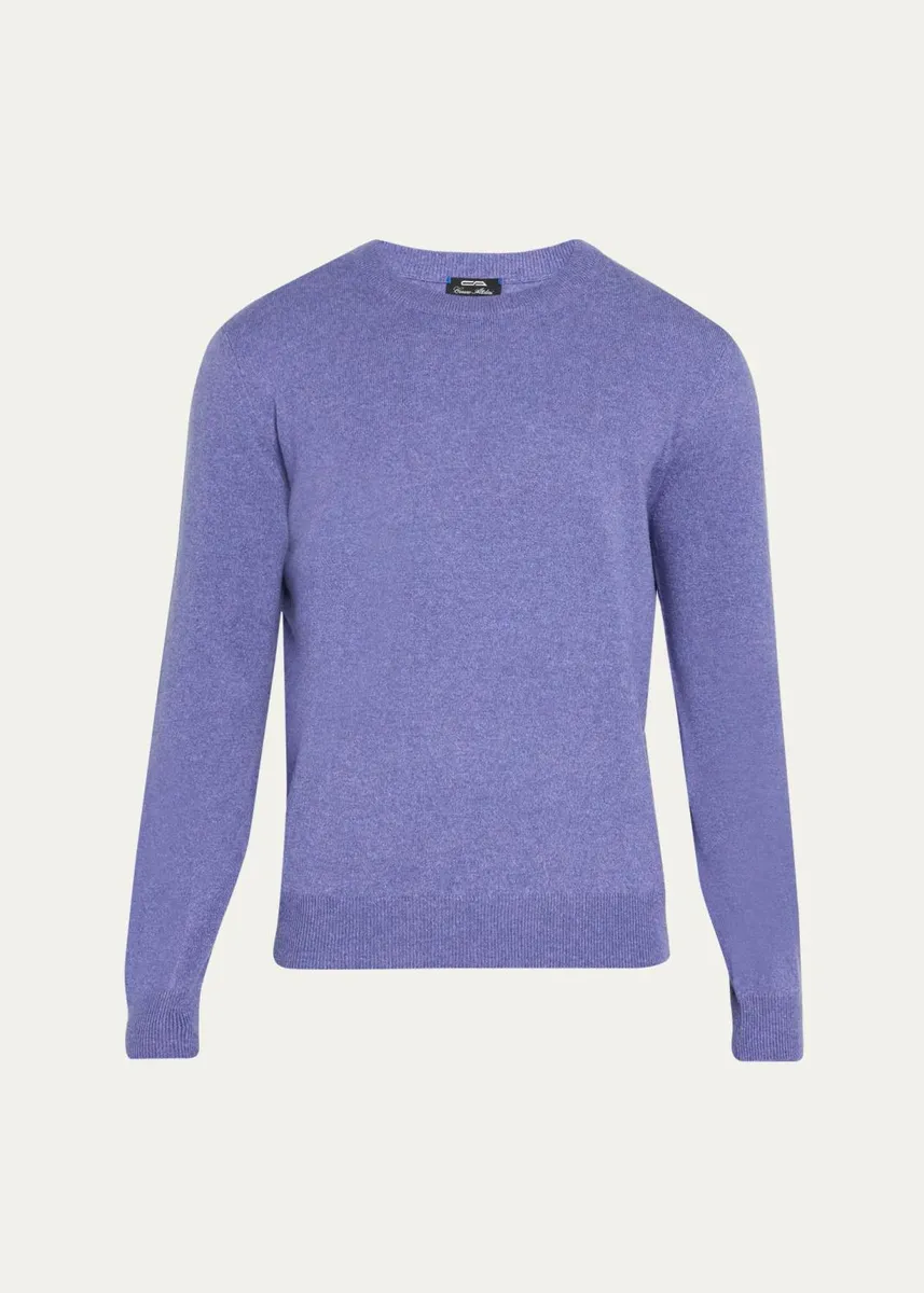 Cesare Attolini Men's Crewneck Melange Knit Crewneck Sweater | Thumbnail 6 Cesare Attolini Men's Crewneck Melange Knit Crewneck Sweater | Thumbnail 6