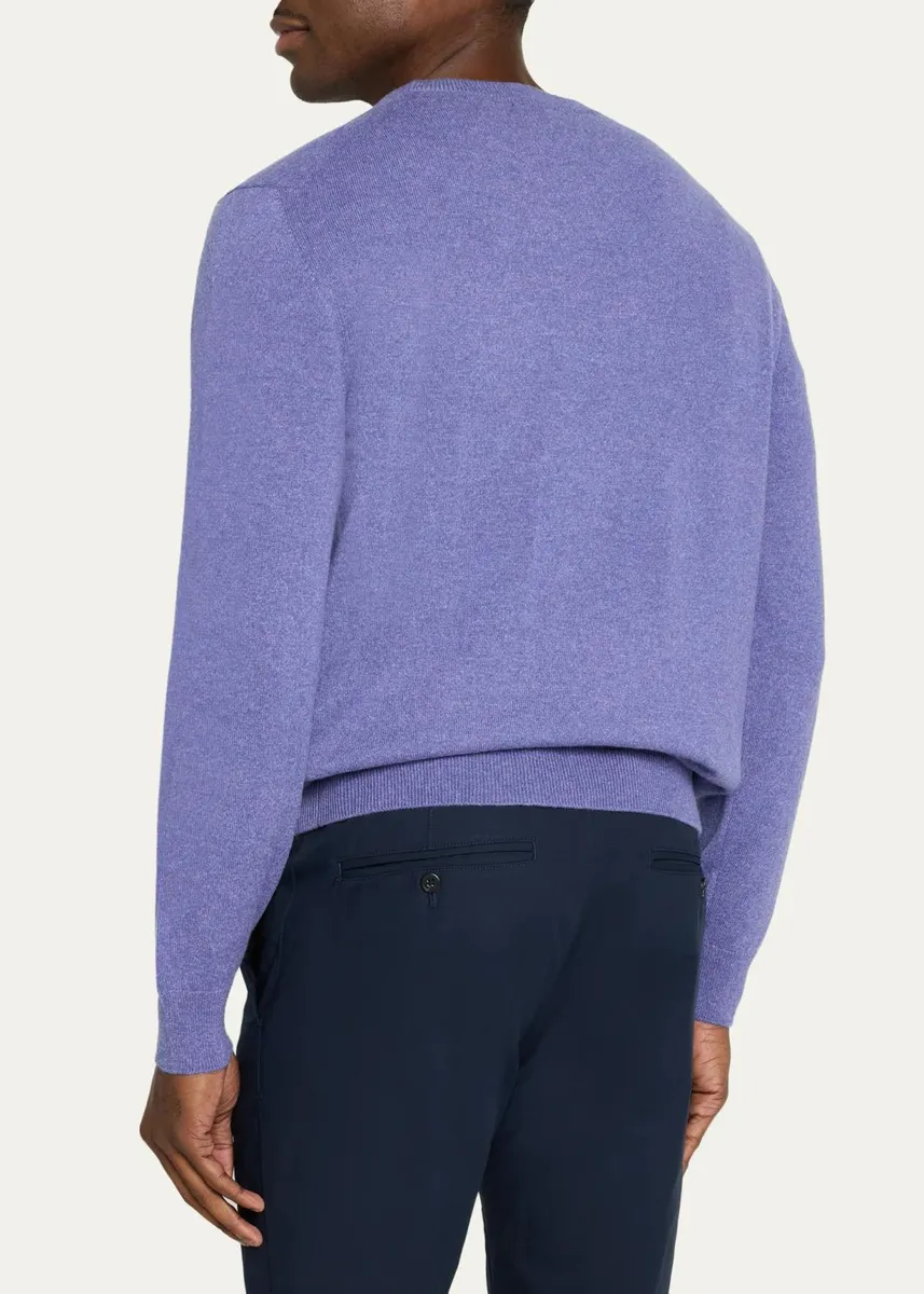 Cesare Attolini Men's Crewneck Melange Knit Crewneck Sweater | Thumbnail 8 Cesare Attolini Men's Crewneck Melange Knit Crewneck Sweater | Thumbnail 8