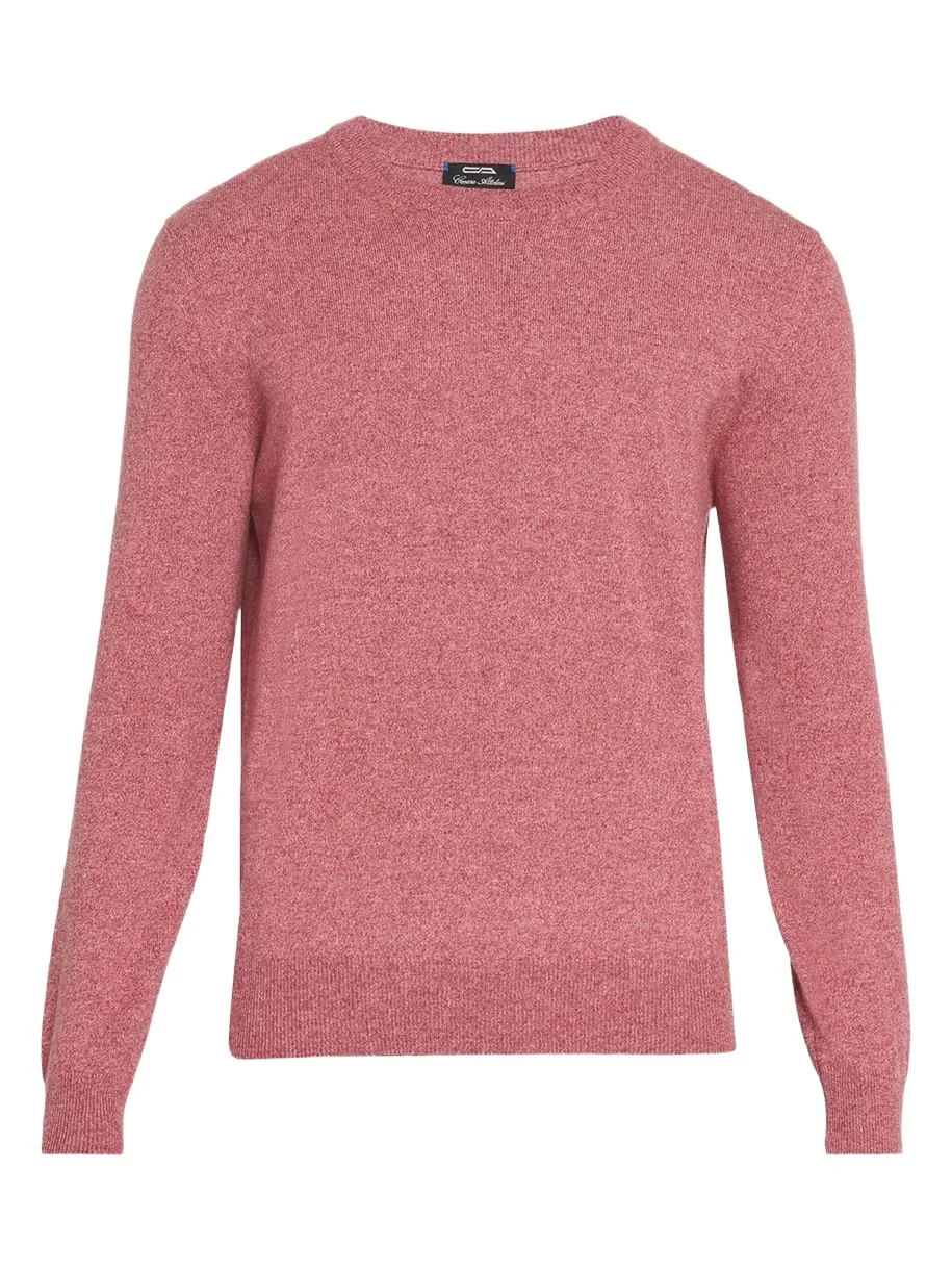 Cesare Attolini Men's Crewneck Melange Knit Crewneck Sweater