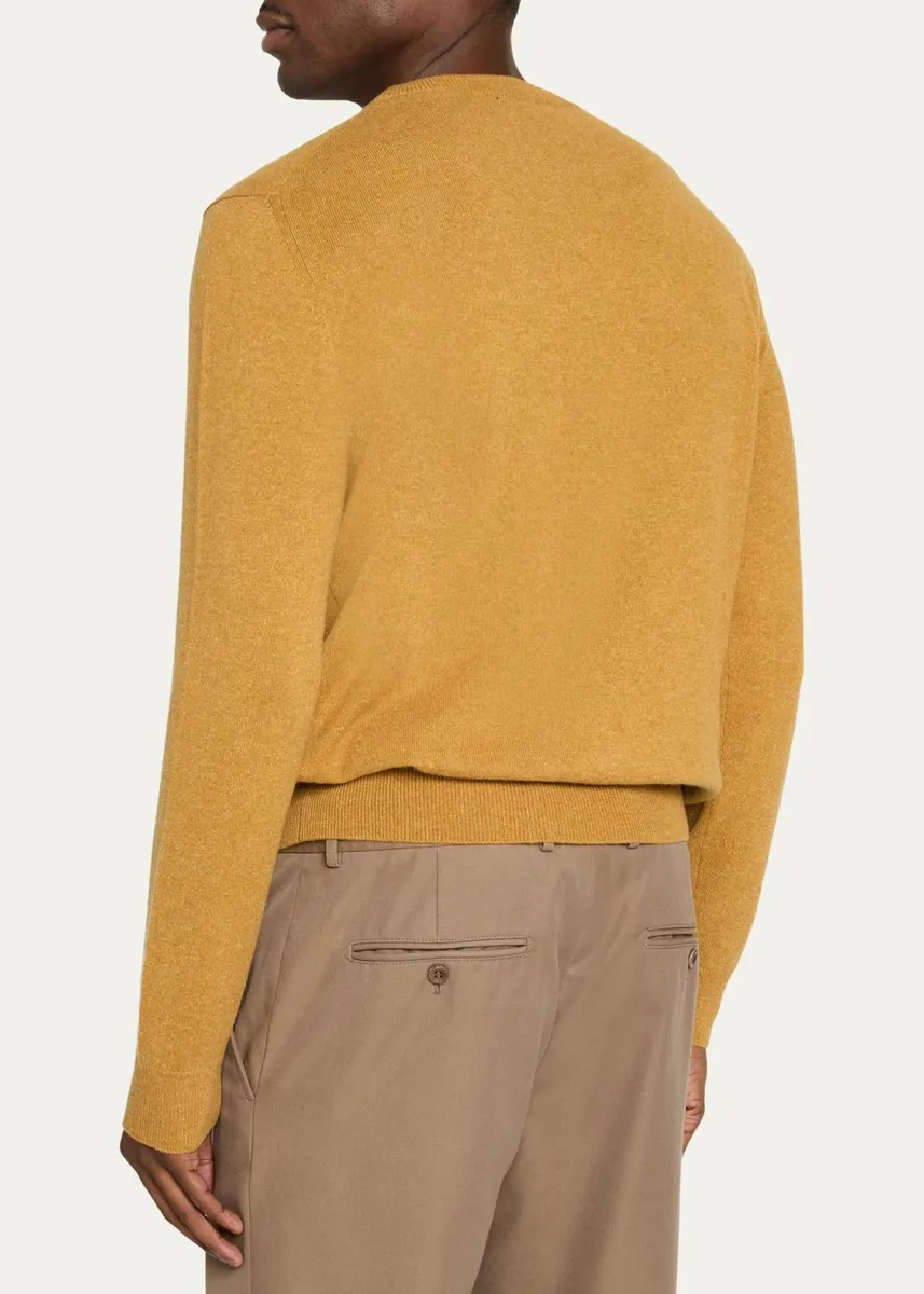 Cesare Attolini Men's Crewneck Melange Knit Crewneck Sweater | Thumbnail 3 Cesare Attolini Men's Crewneck Melange Knit Crewneck Sweater | Thumbnail 3