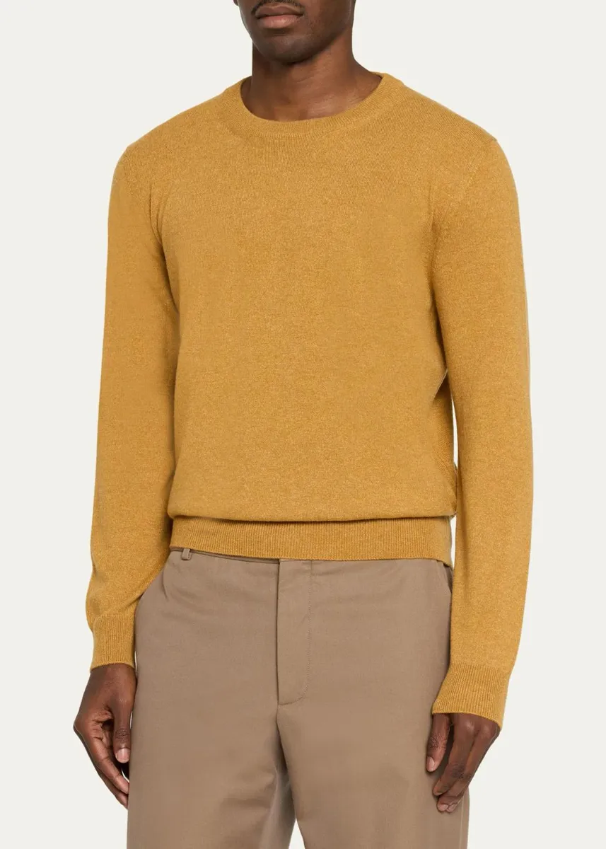 Cesare Attolini Men's Crewneck Melange Knit Crewneck Sweater | Thumbnail 4 Cesare Attolini Men's Crewneck Melange Knit Crewneck Sweater | Thumbnail 4