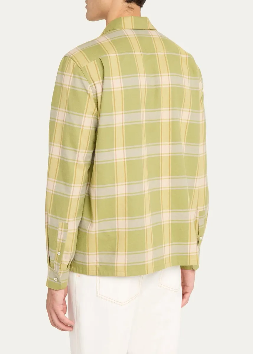 JW Anderson Men's Checked Cotton Camp-Collar Shirt | Thumbnail 3 JW Anderson Men's Checked Cotton Camp-Collar Shirt | Thumbnail 3