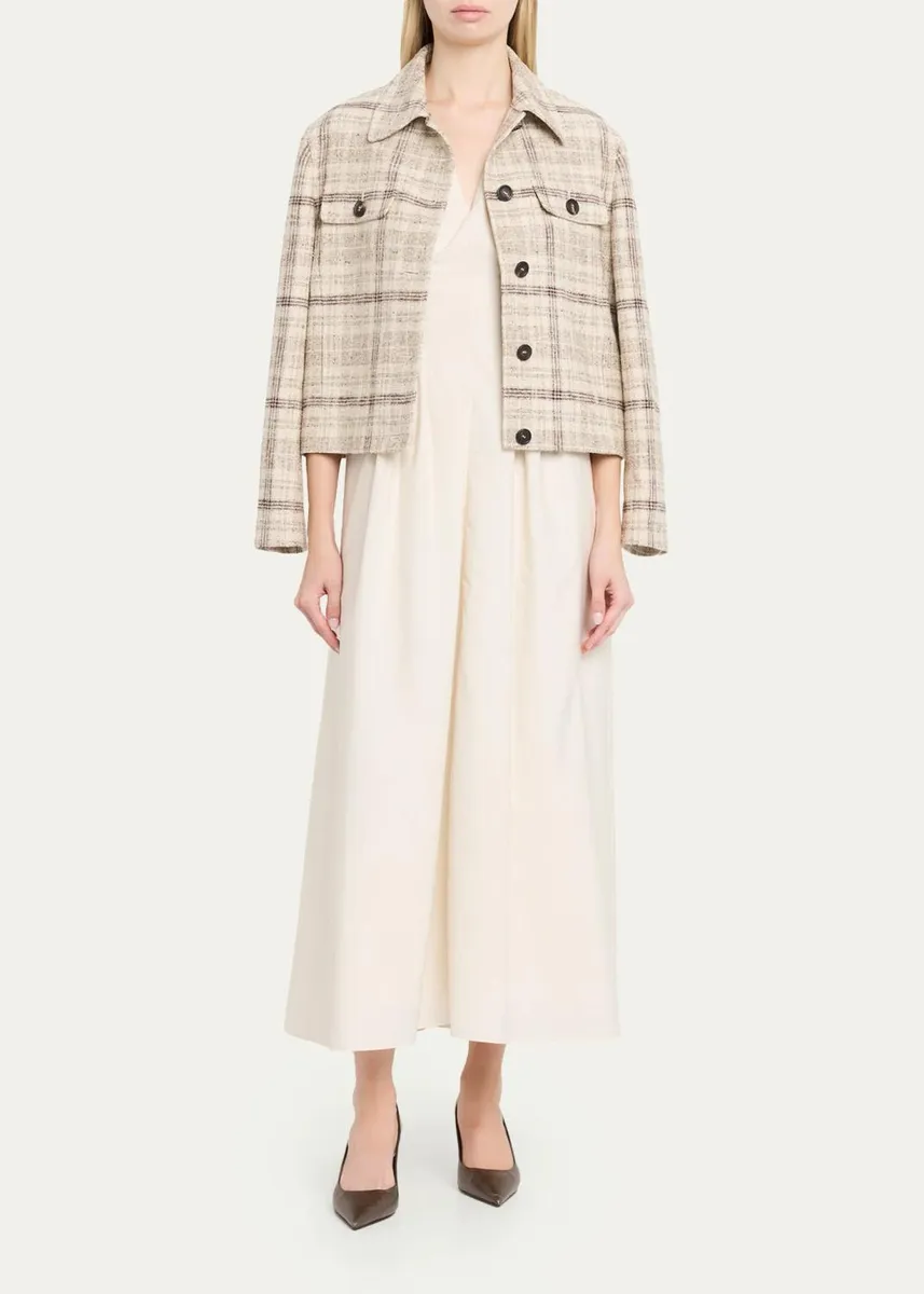Brunello Cucinelli Check Linen Cotton Silk Tweed Single-Breasted Jacket | Thumbnail 2 Brunello Cucinelli Check Linen Cotton Silk Tweed Single-Breasted Jacket | Thumbnail 2