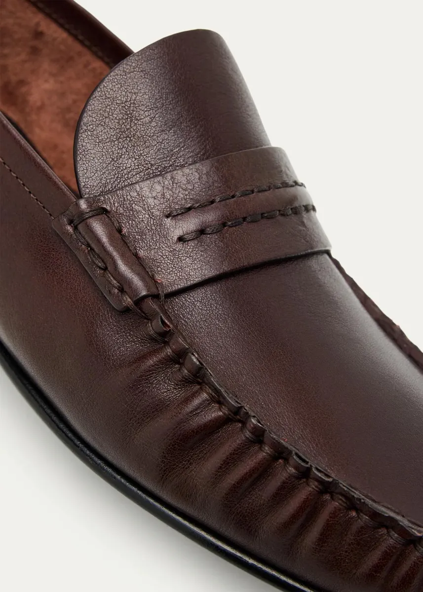 The Row Theo Leather Moccasin Loafers | Thumbnail 3