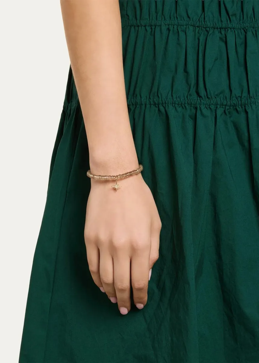 Sydney Evan 14K Yellow Gold Small Pave Diamond Starburst on Topaz Stretch Bracelet | Thumbnail 2