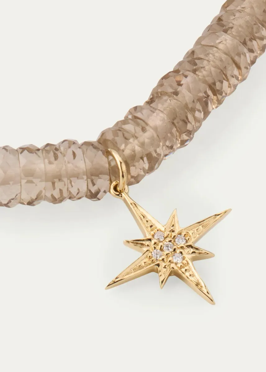 Sydney Evan 14K Yellow Gold Small Pave Diamond Starburst on Topaz Stretch Bracelet | Thumbnail 3