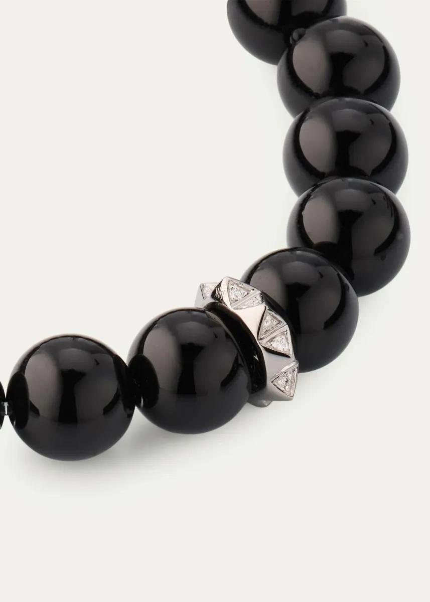 Sydney Evan 14K White Gold Diamond Pyramid Rondelle on Onyx Bead Bracelet | Thumbnail 2