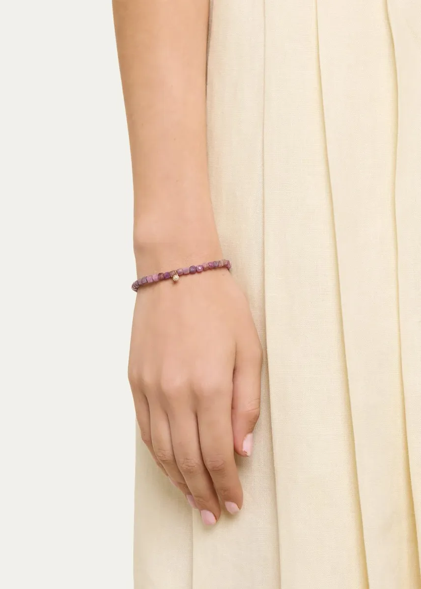 Sydney Evan 14K Tiny Diamond Pave Ball on Ruby Bead Bracelet | Thumbnail 2 Sydney Evan 14K Tiny Diamond Pave Ball on Ruby Bead Bracelet | Thumbnail 2