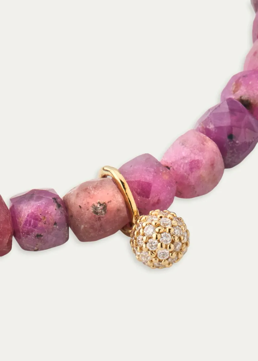 Sydney Evan 14K Tiny Diamond Pave Ball on Ruby Bead Bracelet | Thumbnail 3 Sydney Evan 14K Tiny Diamond Pave Ball on Ruby Bead Bracelet | Thumbnail 3