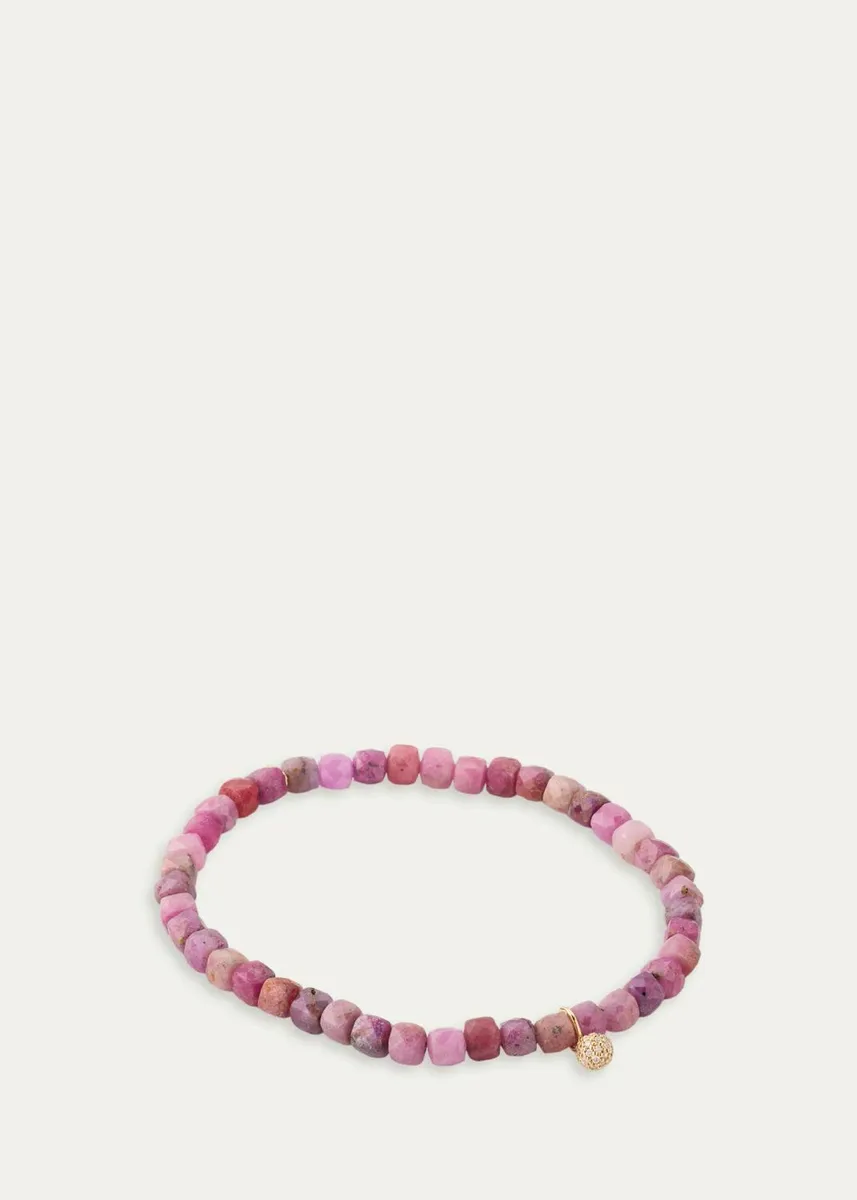Sydney Evan 14K Tiny Diamond Pave Ball on Ruby Bead Bracelet | Thumbnail 4 Sydney Evan 14K Tiny Diamond Pave Ball on Ruby Bead Bracelet | Thumbnail 4