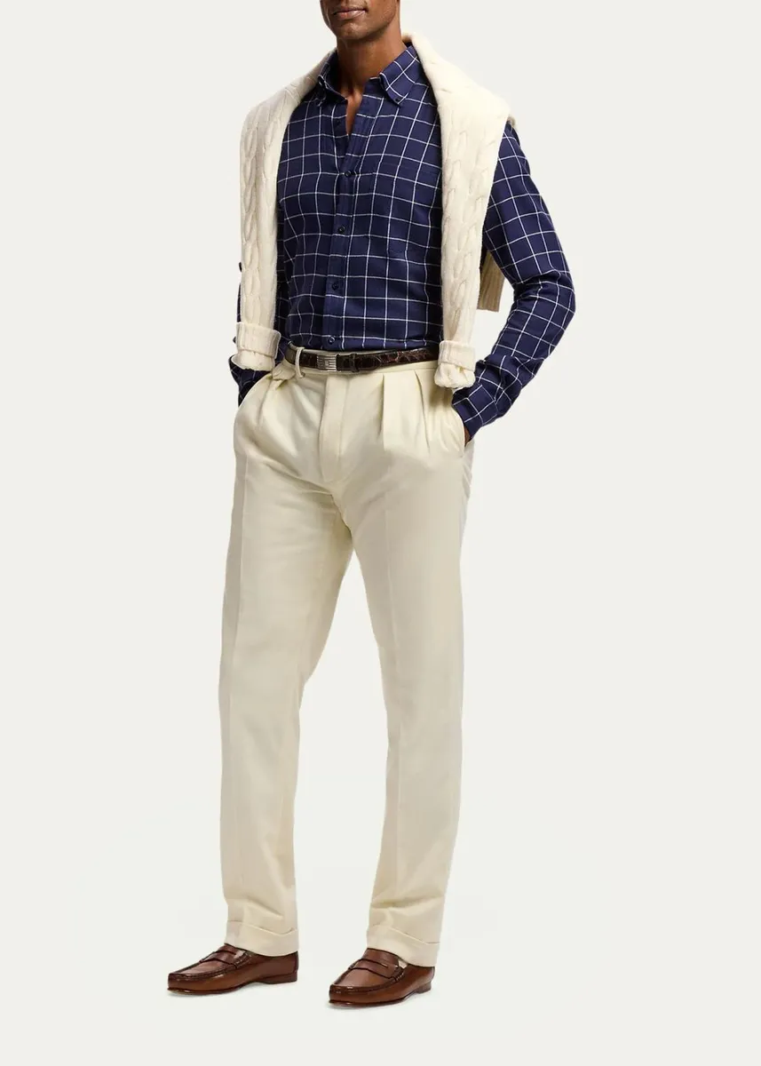 Ralph Lauren Purple Label Men's Handmade Windowpane Button-Down Shirt | Thumbnail 2 Ralph Lauren Purple Label Men's Handmade Windowpane Button-Down Shirt | Thumbnail 2