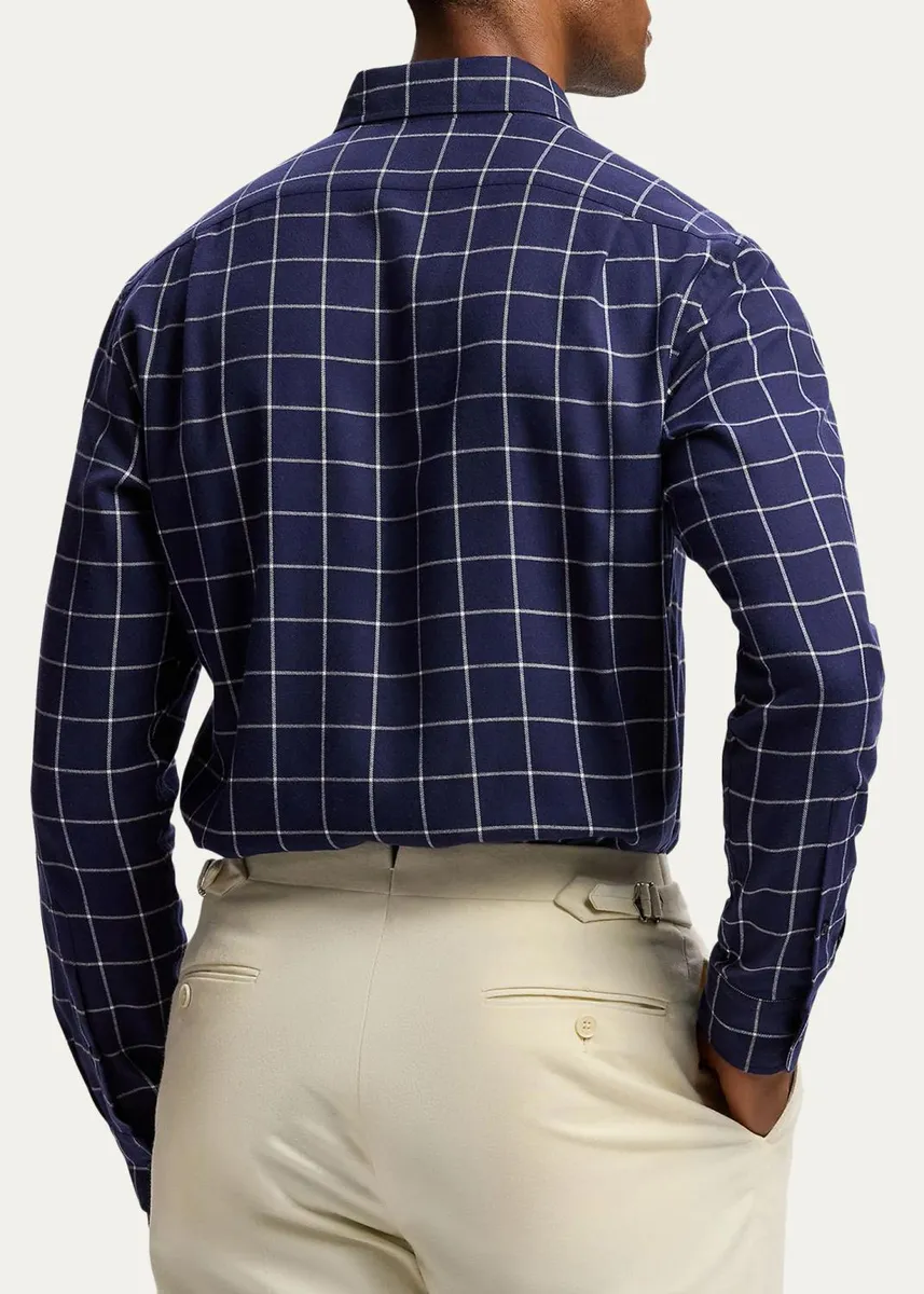 Ralph Lauren Purple Label Men's Handmade Windowpane Button-Down Shirt | Thumbnail 3 Ralph Lauren Purple Label Men's Handmade Windowpane Button-Down Shirt | Thumbnail 3