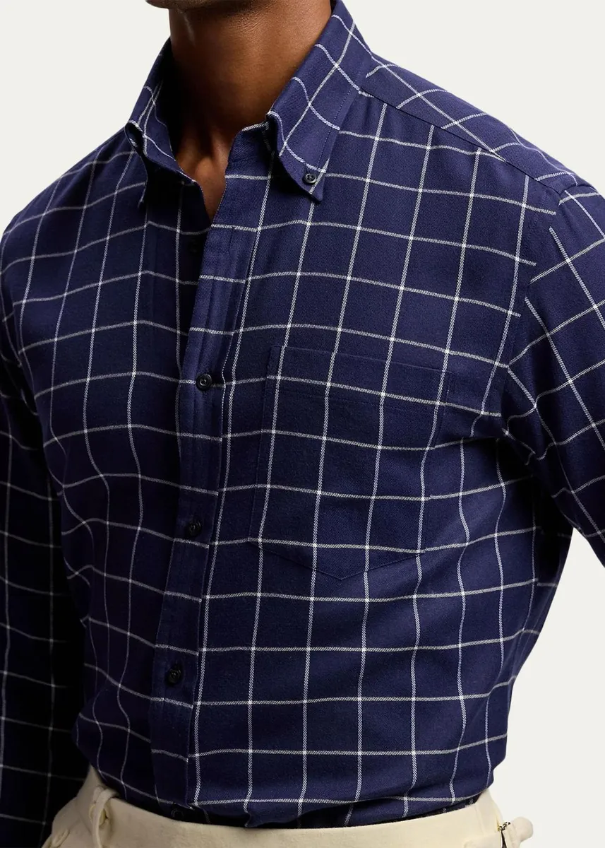 Ralph Lauren Purple Label Men's Handmade Windowpane Button-Down Shirt | Thumbnail 5 Ralph Lauren Purple Label Men's Handmade Windowpane Button-Down Shirt | Thumbnail 5