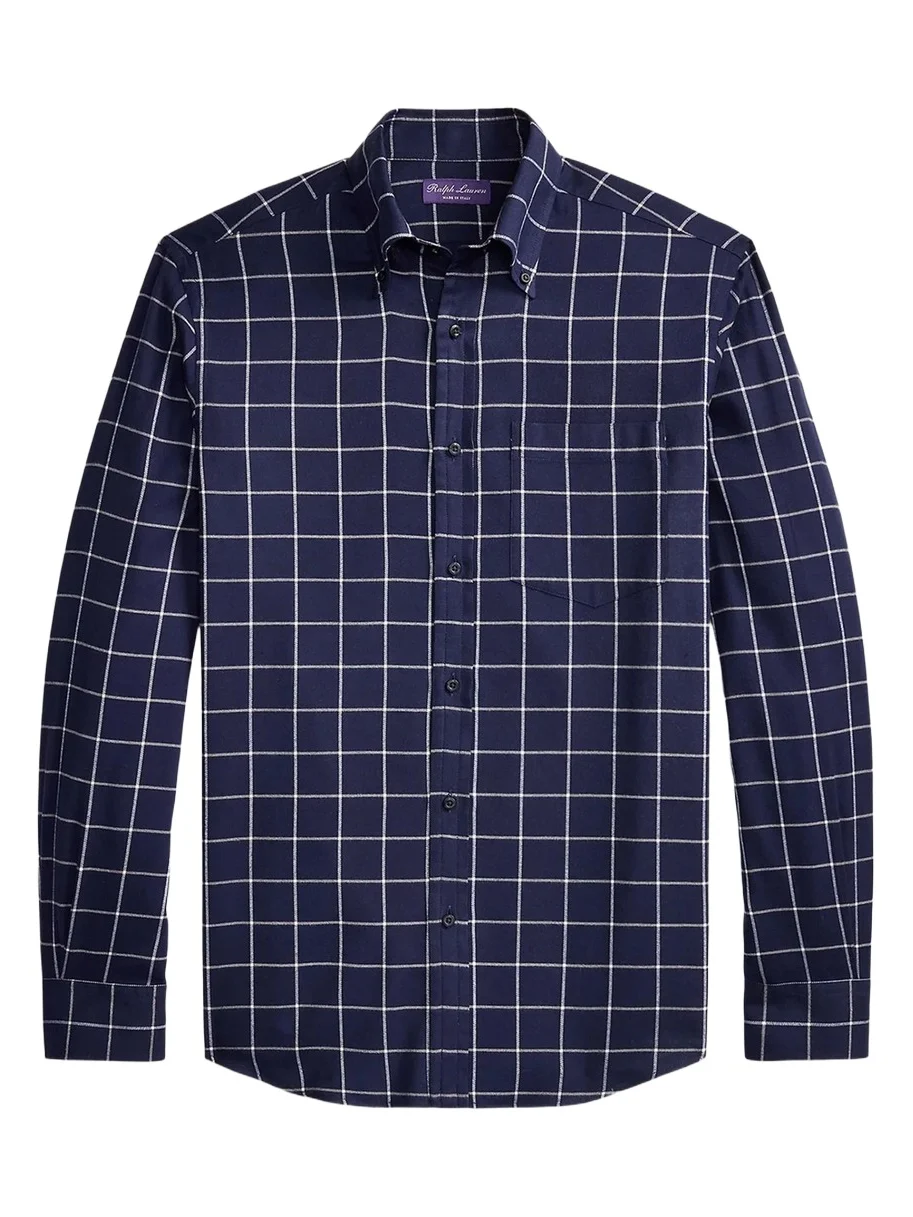 Ralph Lauren Purple Label Men's Handmade Windowpane Button-Down Shirt