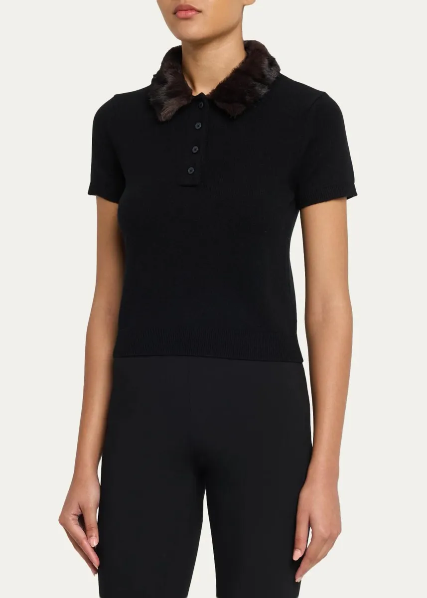 Simkhai Vayla Short-Sleeve Polo Sweater | Thumbnail 4
