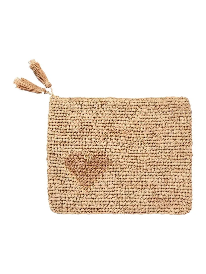 Heart Raffia Zip Pouch Heart Raffia Zip Pouch