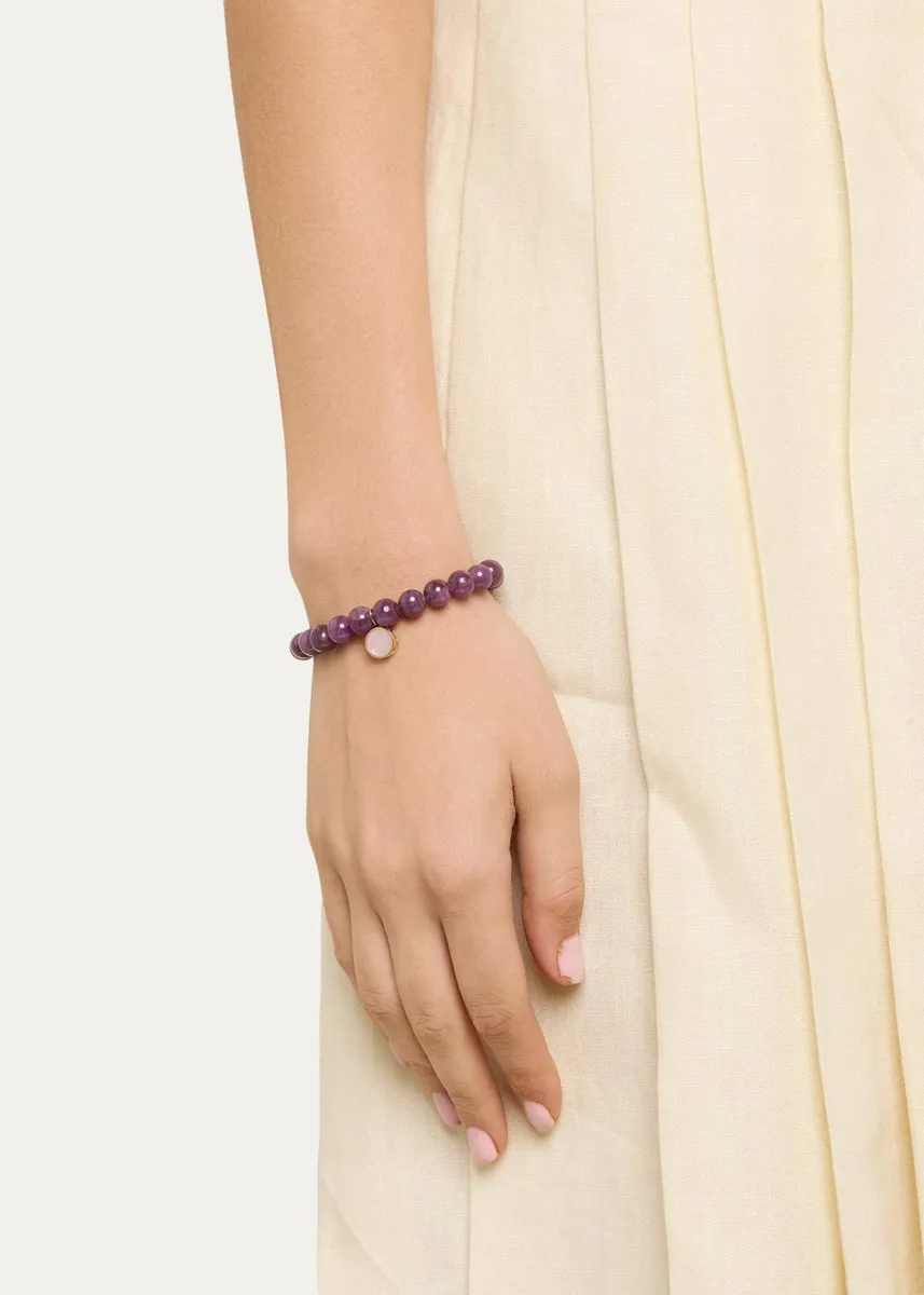 Sydney Evan 14K Pink Mother-of-Pearl Heart Charm on Ruby Bead Bracelet | Thumbnail 2 Sydney Evan 14K Pink Mother-of-Pearl Heart Charm on Ruby Bead Bracelet | Thumbnail 2