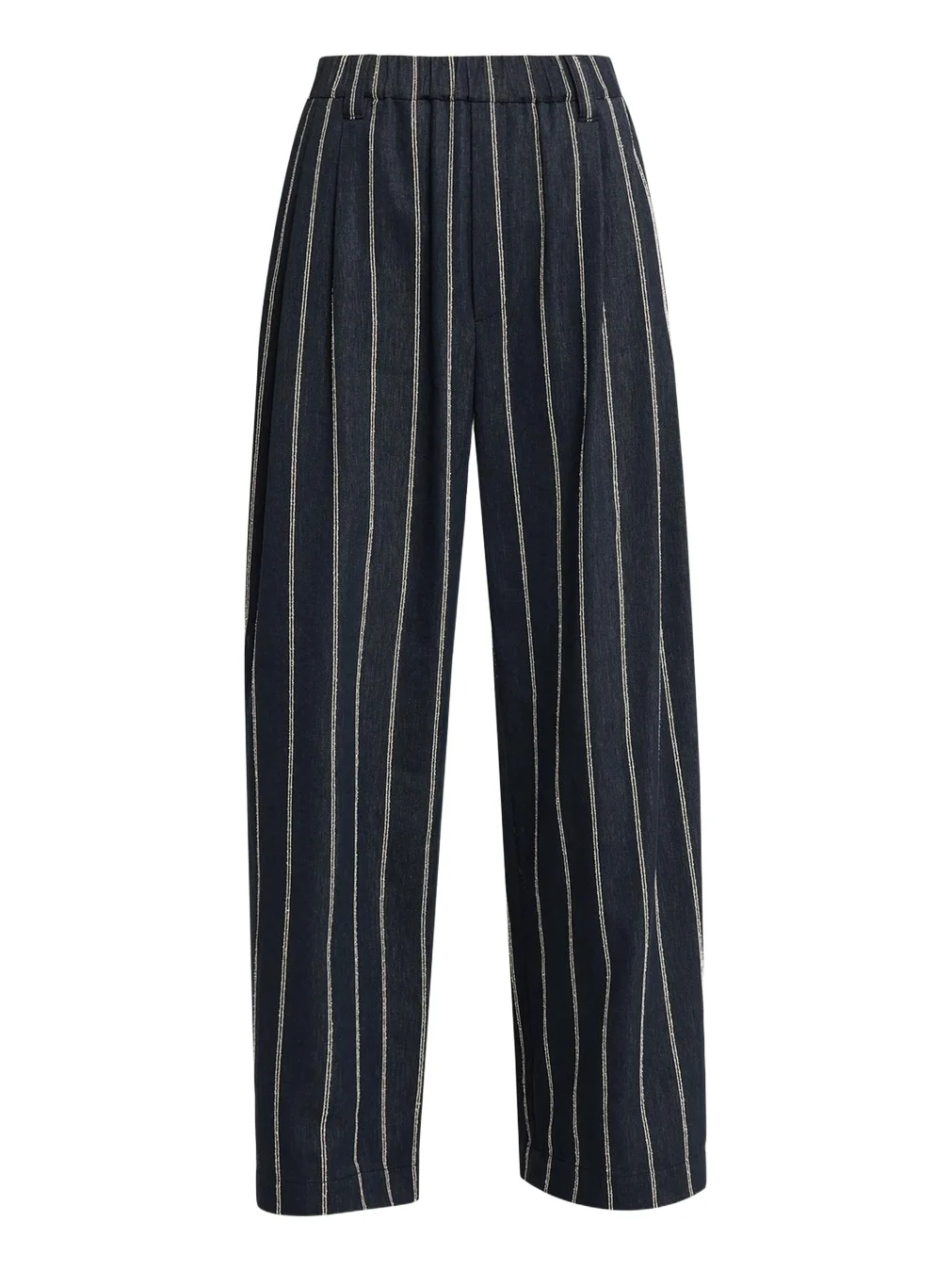 Double Pinstripe Cotton Wide-Leg Pull-On Pants Double Pinstripe Cotton Wide-Leg Pull-On Pants