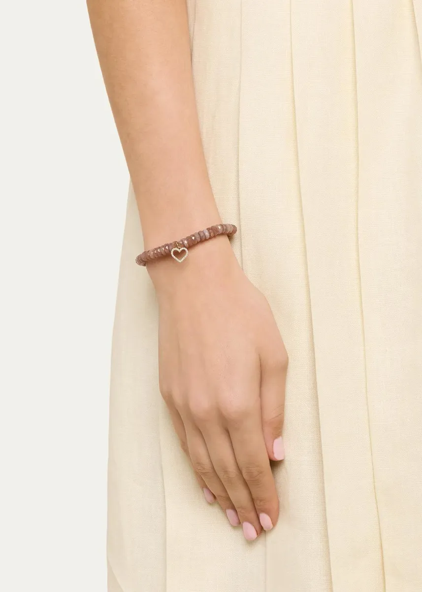 Sydney Evan 14K Yellow Gold Diamond Open Heart Charm on Moonstone Bracelet | Thumbnail 2