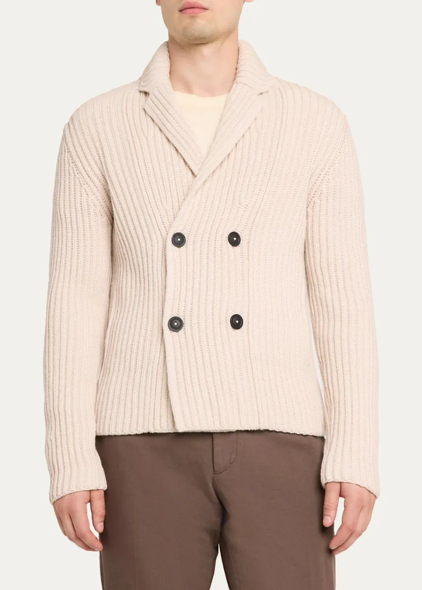 Iris Von Arnim Men's Cashmere Rib Double-Breasted Cardigan | Thumbnail 4 Iris Von Arnim Men's Cashmere Rib Double-Breasted Cardigan | Thumbnail 4
