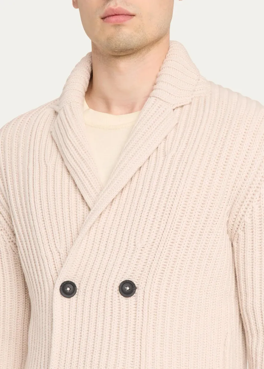Iris Von Arnim Men's Cashmere Rib Double-Breasted Cardigan | Thumbnail 5 Iris Von Arnim Men's Cashmere Rib Double-Breasted Cardigan | Thumbnail 5