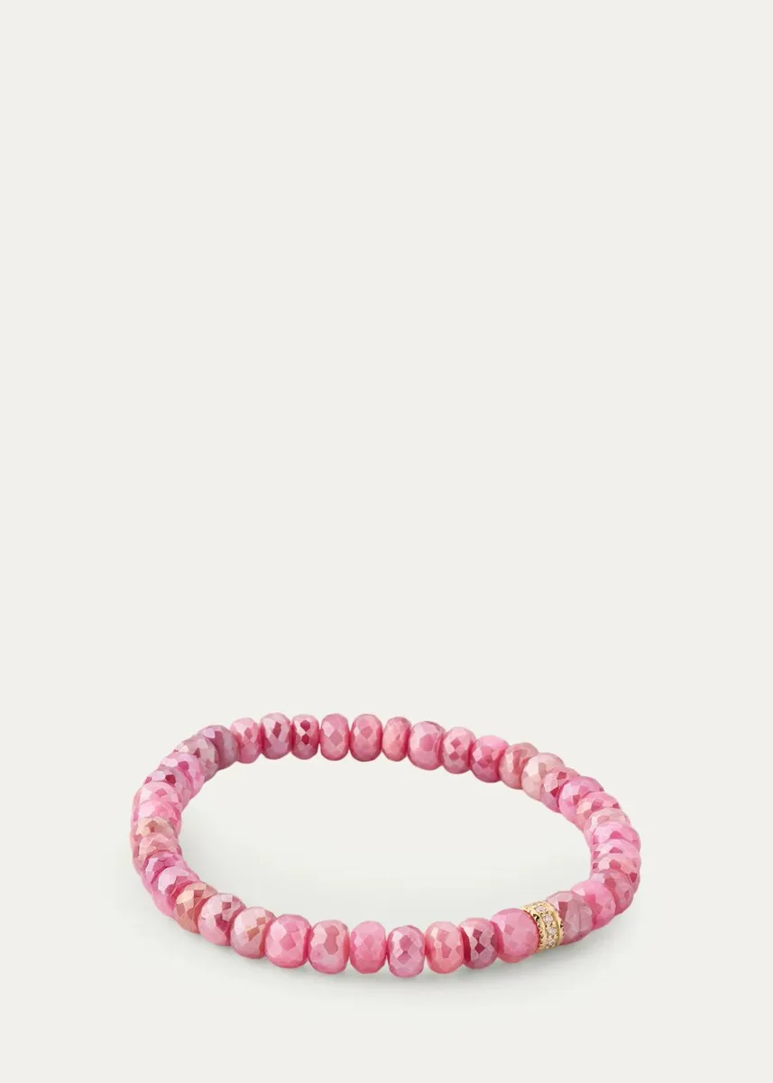 Sydney Evan 14K Diamond 8mm XL Pave Eternity Rondelle on Pink Moonstone Bracelet | Thumbnail 4 Sydney Evan 14K Diamond 8mm XL Pave Eternity Rondelle on Pink Moonstone Bracelet | Thumbnail 4