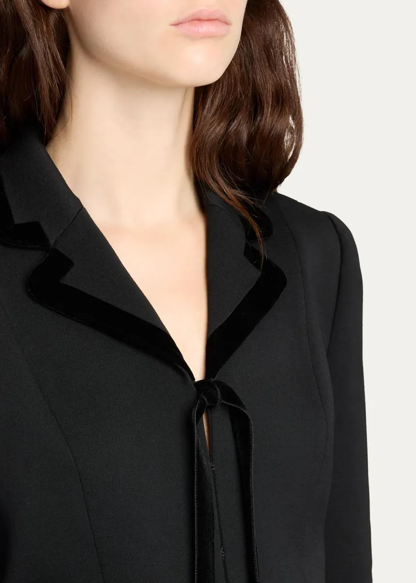 The Row Celinde Velvet-Trim Stretch Wool Single-Breasted Jacket | Thumbnail 5