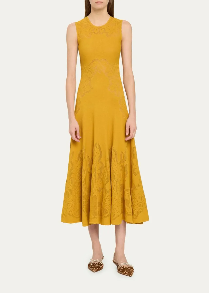 Ulla Johnson Corinthia Tonal-Jacquard Knit Midi Dress | Thumbnail 2 Ulla Johnson Corinthia Tonal-Jacquard Knit Midi Dress | Thumbnail 2