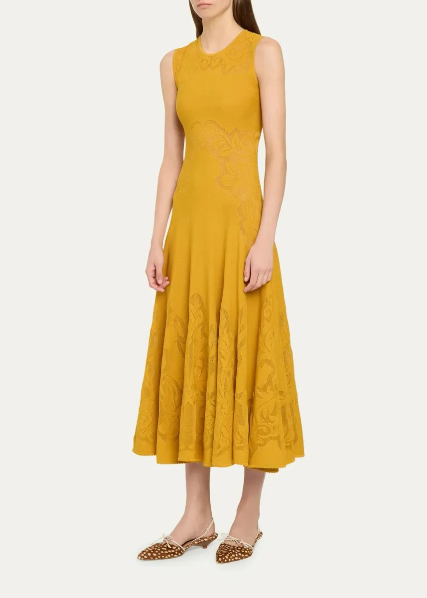 Ulla Johnson Corinthia Tonal-Jacquard Knit Midi Dress | Thumbnail 4 Ulla Johnson Corinthia Tonal-Jacquard Knit Midi Dress | Thumbnail 4