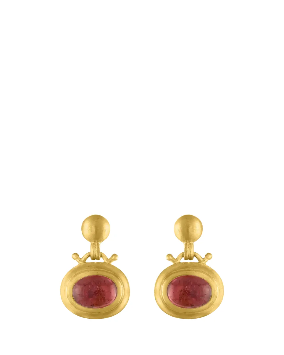 Prounis Jewelry Large Pink Tourmaline Bell Earrings | Thumbnail 2