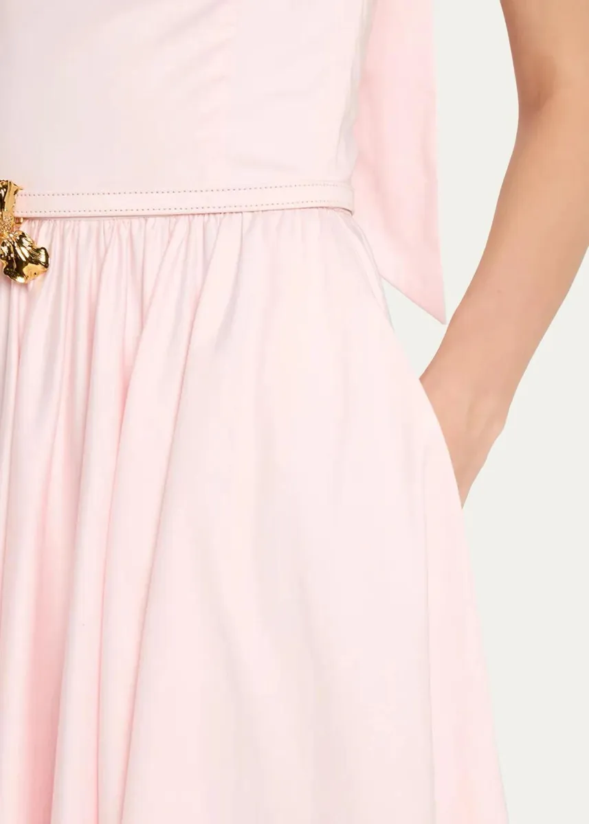 Oscar de la Renta Iris Belted Stretch Cotton Fit-And-Flare Halter Dress | Thumbnail 5 Oscar de la Renta Iris Belted Stretch Cotton Fit-And-Flare Halter Dress | Thumbnail 5