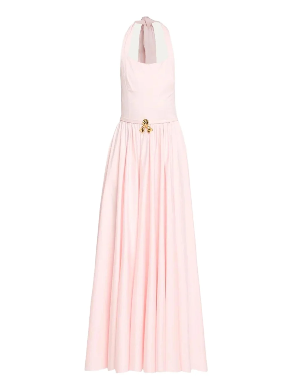 Iris Belted Stretch Cotton Fit-And-Flare Halter Dress Iris Belted Stretch Cotton Fit-And-Flare Halter Dress