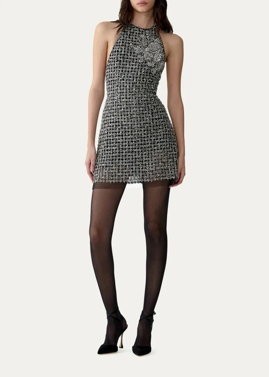 Carolina Herrera Embellished Tweed Halter Mini Dress | Thumbnail 2