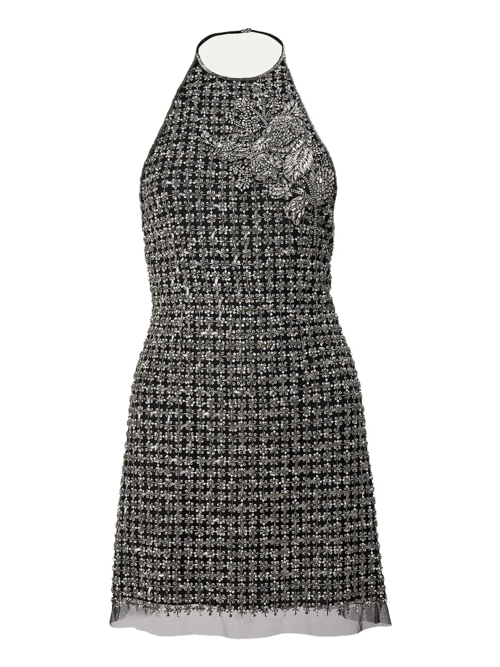 Carolina Herrera Embellished Tweed Halter Mini Dress