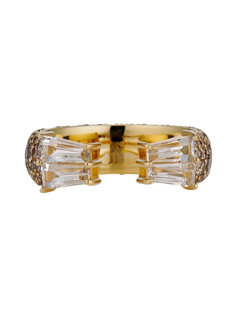 18K Yellow Gold, Quartz & 1.83 TCW Diamond Ring