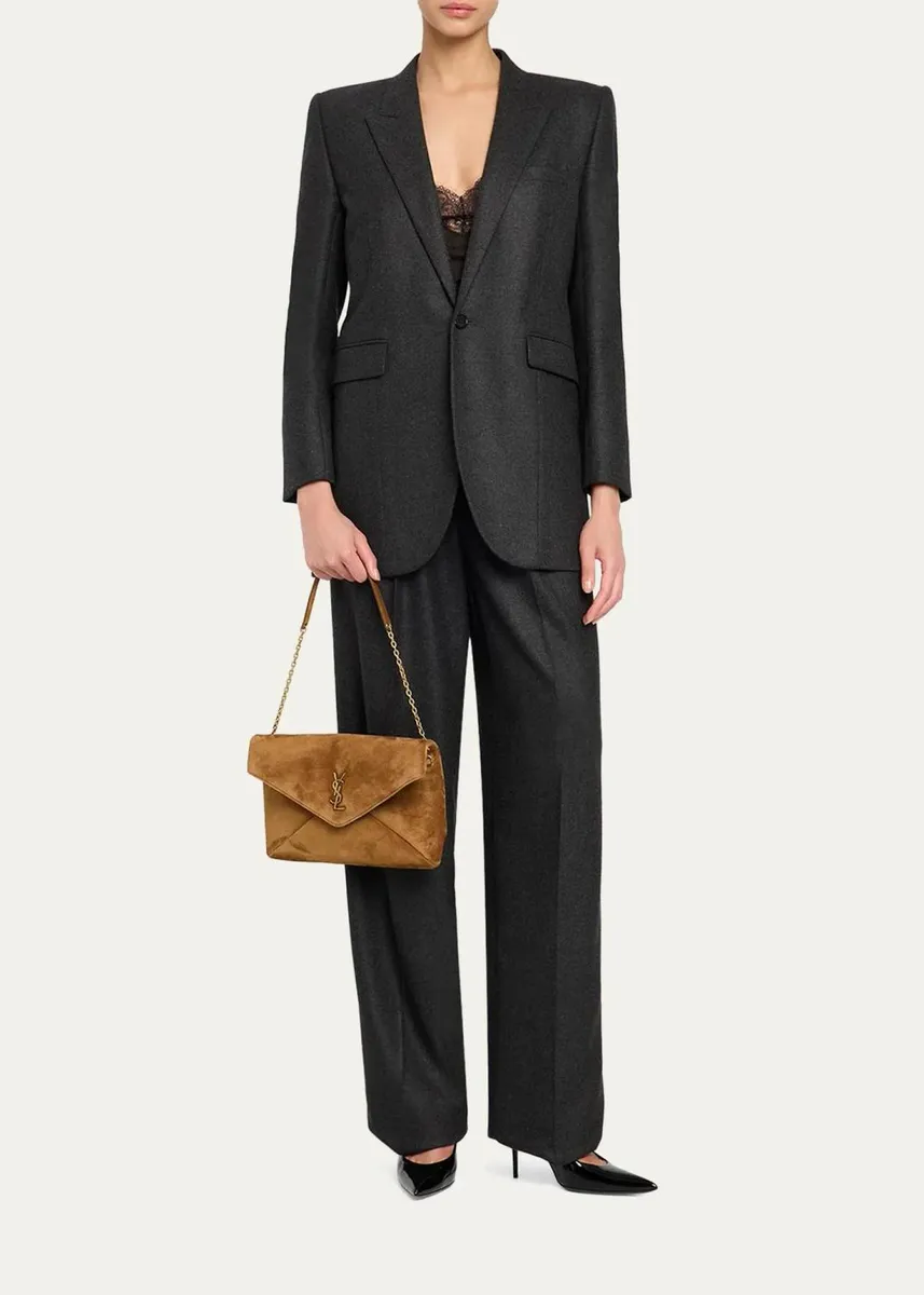 Saint Laurent Large YSL Suede Pouch Bag | Thumbnail 5